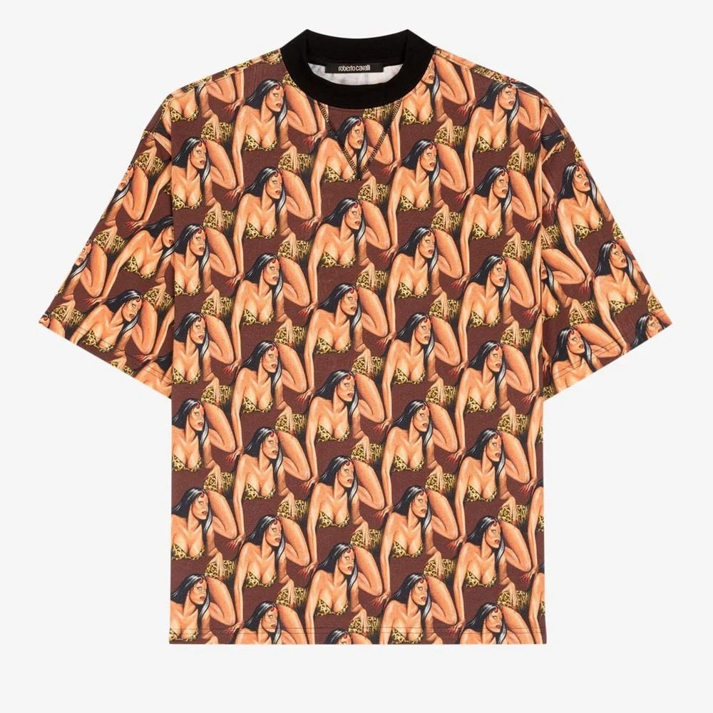 Roberto Cavalli Graphic-Print Cotton T-Shirt - Picture 1 of 4